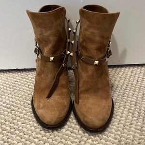 Valentino brown suede rock stud booties